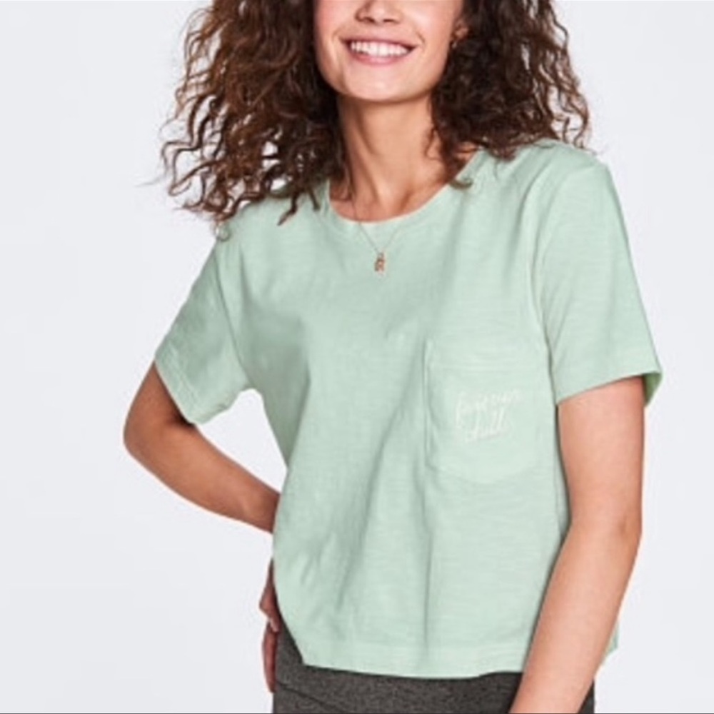 VS PINK Forever Chill Embroidered Short Sleeve Cropped Tee